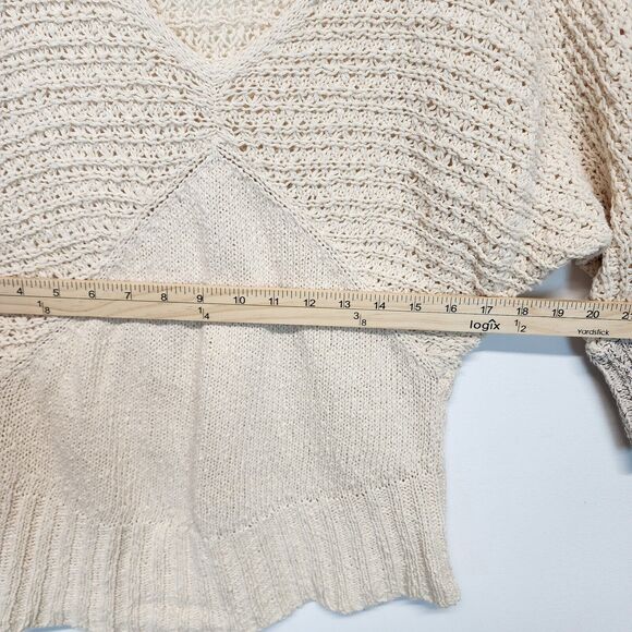 Sparrow Sweater Size M V-Neck Dolman Sleeve Open Knit Cream Beach Anthropologie - Picture 10 of 14